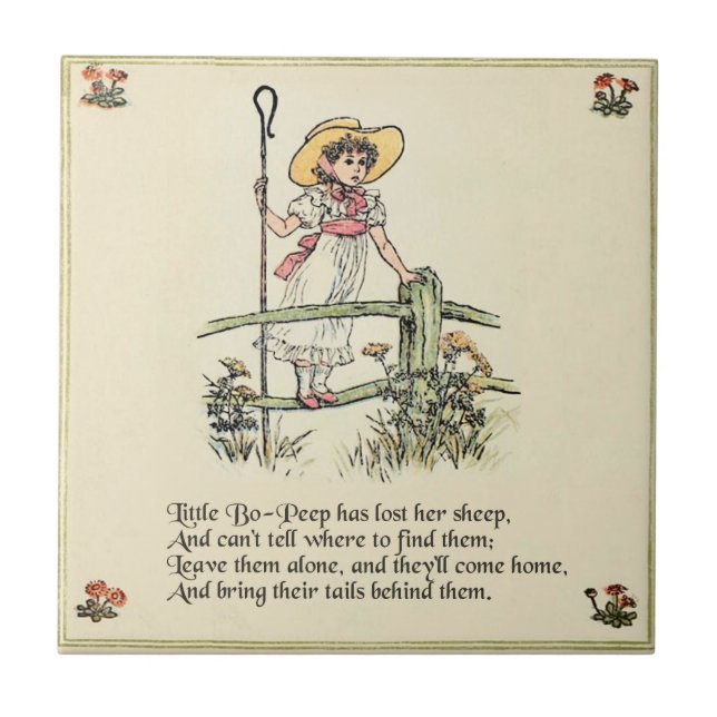 Little Bo-Peep: Classic Kate Greenaway Nursery Kakelplatta (Framsidan)