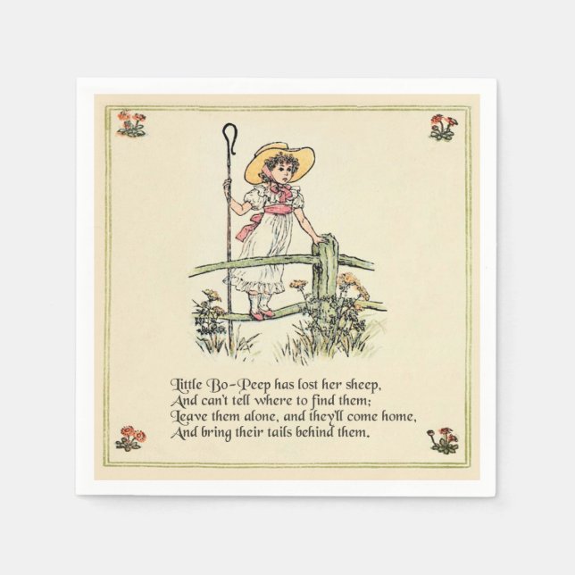 Little Bo-Peep: Classic Kate Greenaway Nursery Pappersservett (Framsidan)