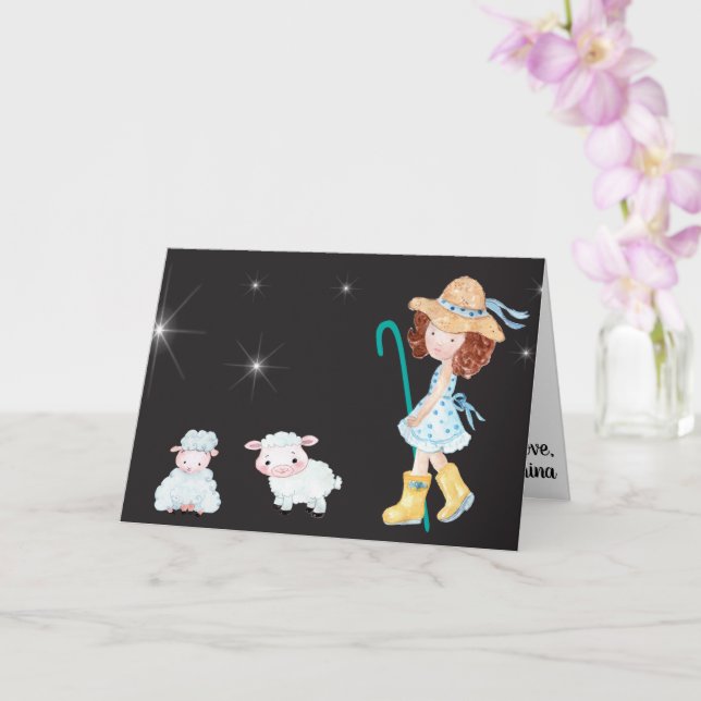 Little Bo Peep Star Nattscen Roligt Kids Fab Kort (Orkide)