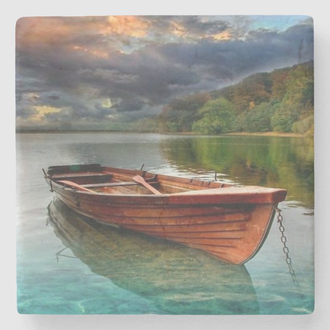 Little Boat i Stilla Vatten Stenunderlägg (Framsidan)