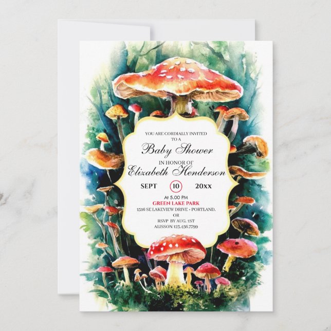 Little Boho Mushroom Baby Shower Inbjudningar (Framsida)