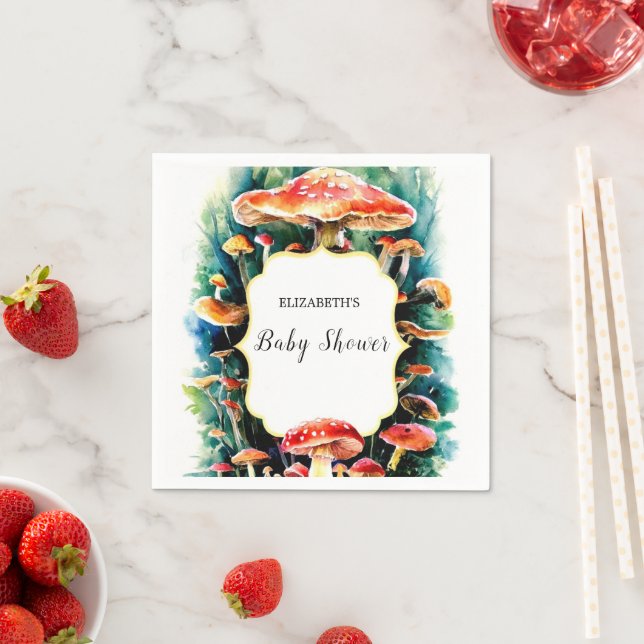 Little Boho Mushroom Baby Shower Pappersservett (Insitu)