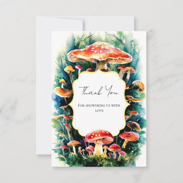 Little Boho Mushroom Baby Shower Tack Kort (Framsida)