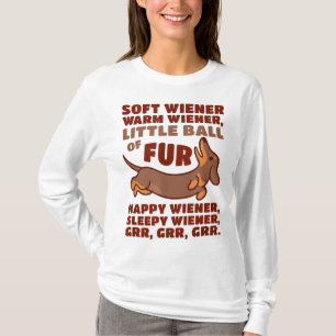 Little Boll of Päls Soft Warm Wiener Hund Cute Dac T Shirt