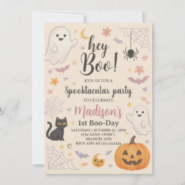 Little Boo 1:a födelsedagsinbjudan Cute Halloween Inbjudningar