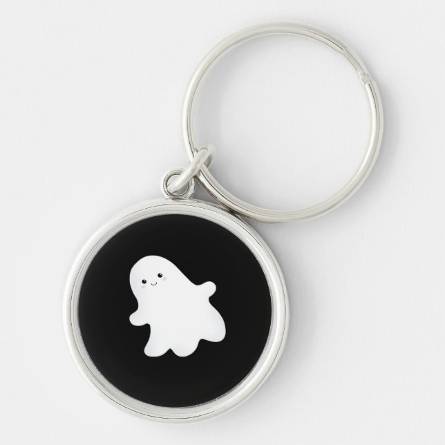 Little Boo Aesthetic Coola Rund Silverfärgad Nyckelring (Framsidan)