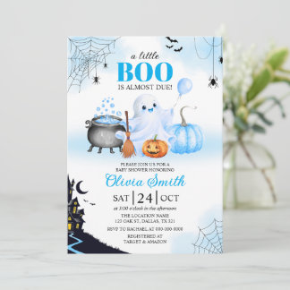 Little Boo är Nästan Förfallen Blå Pojke Babyfiran Inbjudningar