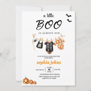 Little Boo är nästan Halloween Baby Shower trasa Inbjudningar