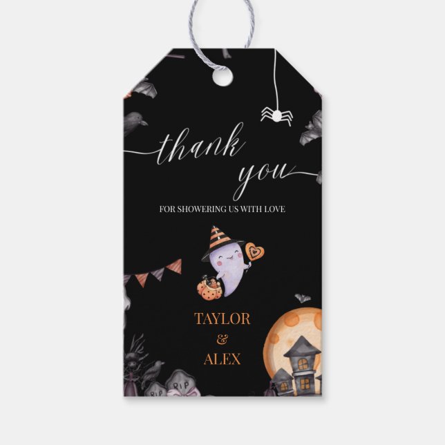 Little Boo är nästan på väg att bli Halloween Baby Presentetikett (Framsidan)