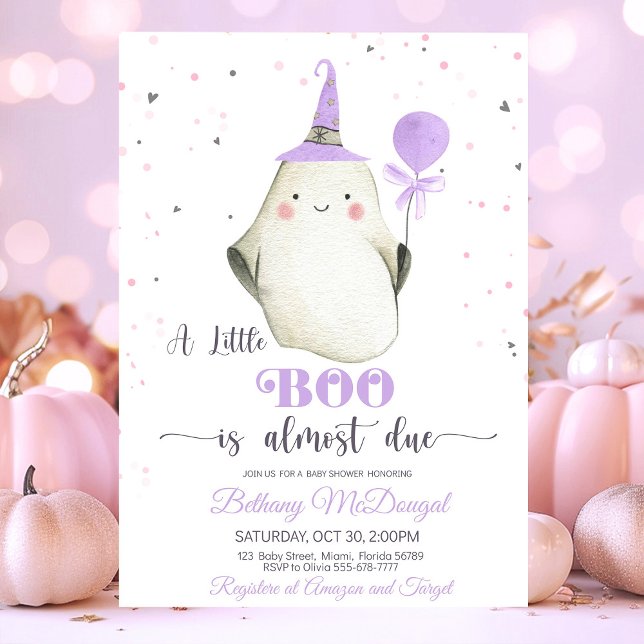 Little Boo är snart dags för babyduschen Inbjudningar (little boo baby shower, ghost baby shower, halloween baby shower, bow baby shower theme, fall baby s)
