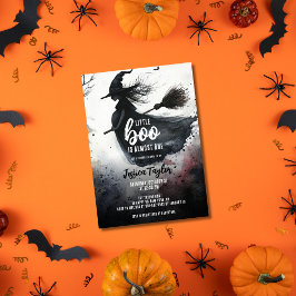 Little Boo är snart klar Witch Broom Watercolor Inbjudningar