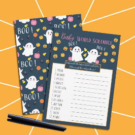 Little Boo Baby Ord Scramble Baby Shower Game Inbjudningar