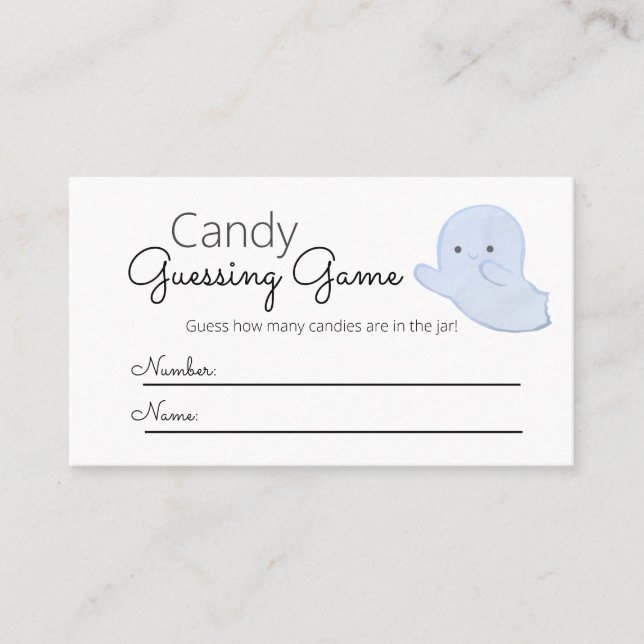Little Boo Baby Shower Candy Guessing Game Visitkort (Framsida)