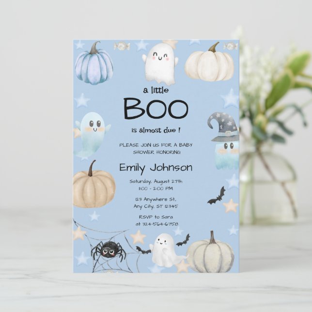 Little Boo Baby Shower | Cute Halloween Inbjudningar (Stående Fram)