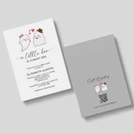 Little Boo Baby Shower Halloween Ghost QR-kod Inbjudningar