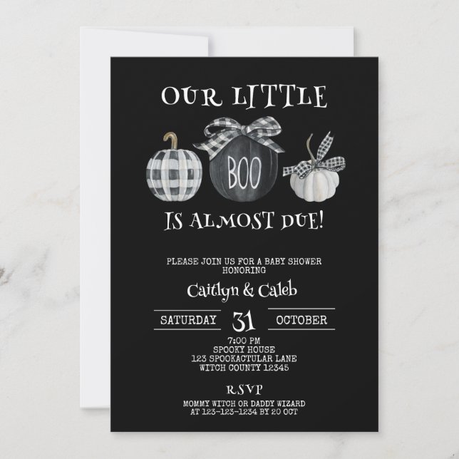 Little Boo Baby Shower, Halloween Shower Inbjudningar (Framsida)