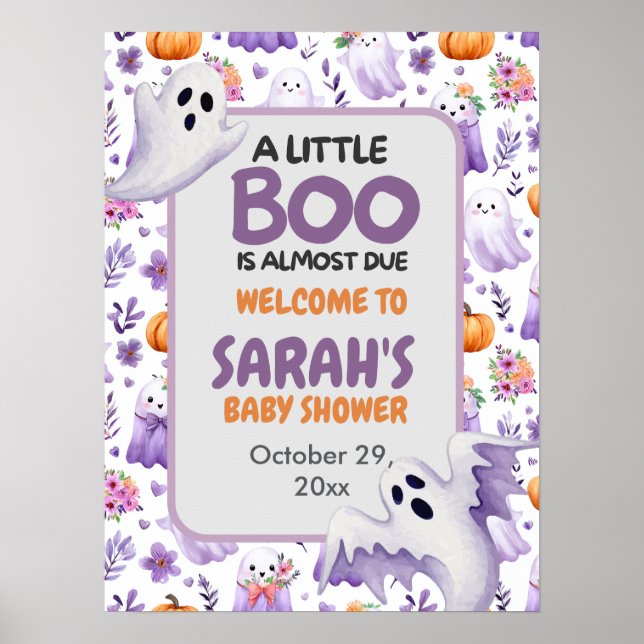 Little Boo babydusch Halloween Välkomstskylt Poster (Framsidan)
