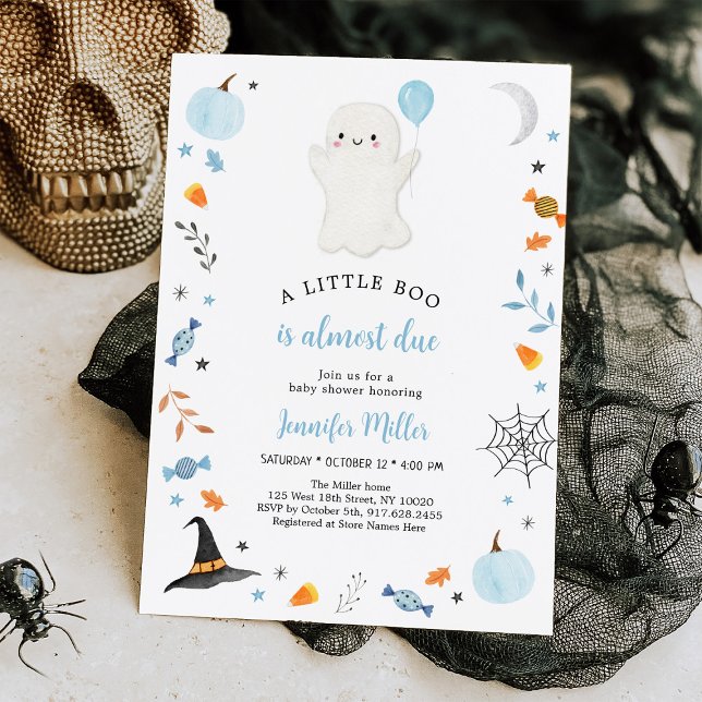 Little Boo Blue Ghost Halloween Baby Shower Inbjudningar (Skapare uppladdad)