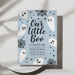 Little Boo Blue Ghost Halloween Baby Shower Inbjudningar