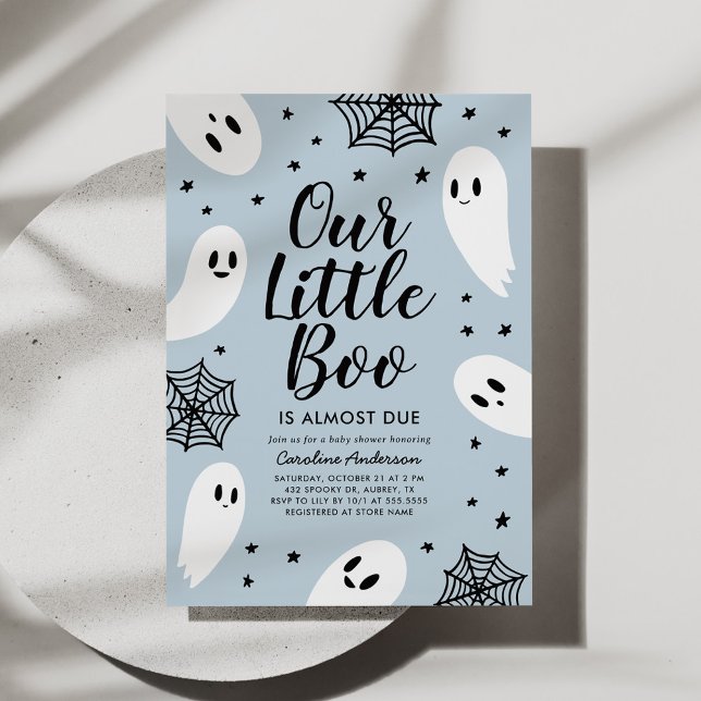 Little Boo Blue Ghost Halloween Baby Shower Inbjudningar (Skapare uppladdad)