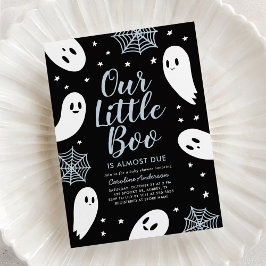 Little Boo Blue Ghost Halloween Baby Shower Inbjudningar