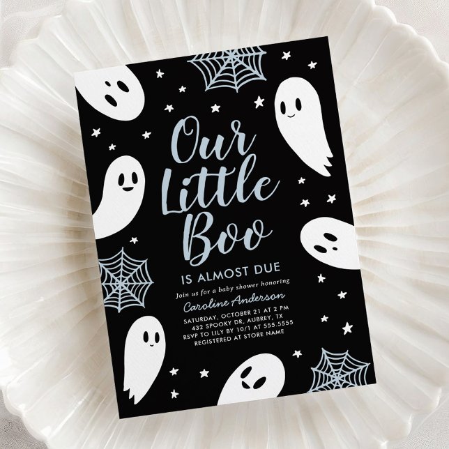 Little Boo Blue Ghost Halloween Baby Shower Inbjudningar (Skapare uppladdad)