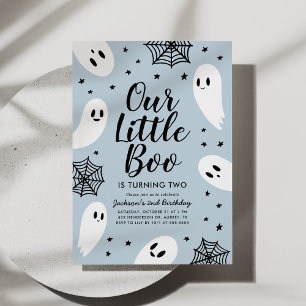 Little Boo Blue Ghost Halloween Birthday Inbjudningar