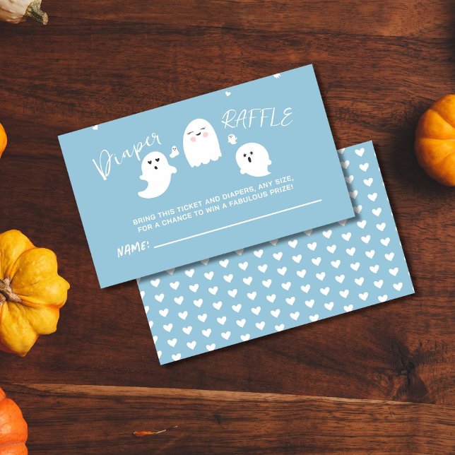 Little Boo Blue Halloween Baby Diaper Raffle Tilläggskort (Skapare uppladdad)