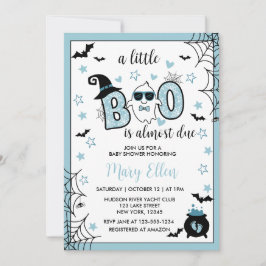 LITTLE BOO BLUE HALLOWEEN BABY SHOWER INBJUDNINGAR