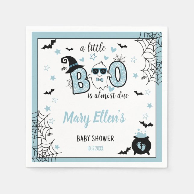 LITTLE BOO BLUE HALLOWEEN BABY SHOWER PAPPERSSERVETT (Framsidan)