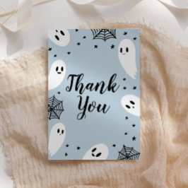 Little Boo Blue Halloween Baby Shower Tack Kort