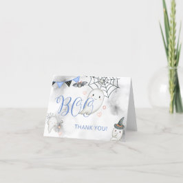 Little Boo Blue Halloween Ghost Baby Shower Tack Kort