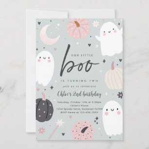 Little Boo Boho Halloween Ghost 2:a födelsedagen P Inbjudningar