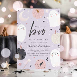 Little Boo Boho Halloween Ghost 2:a födelsedagen P Inbjudningar
