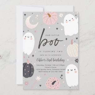 Little Boo Boho Halloween Ghost 2:a födelsedagen P Inbjudningar