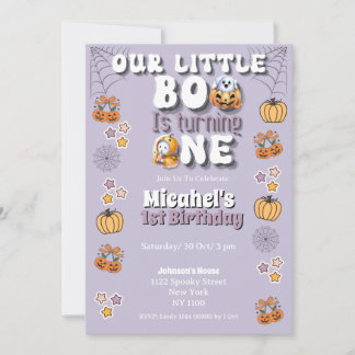 Little Boo börjar bli första födelsedagen Hallween Inbjudningar