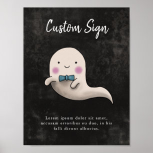Little Boo Boy Ghost Baby Shower Anpassningsbar Si Poster