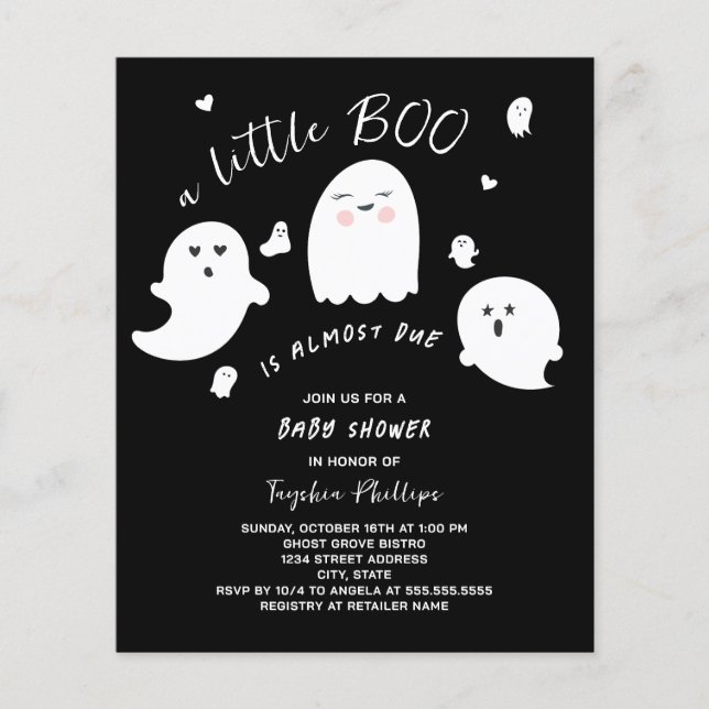 Little Boo Budget Halloween Baby Shower-inbjudan (Framsida)