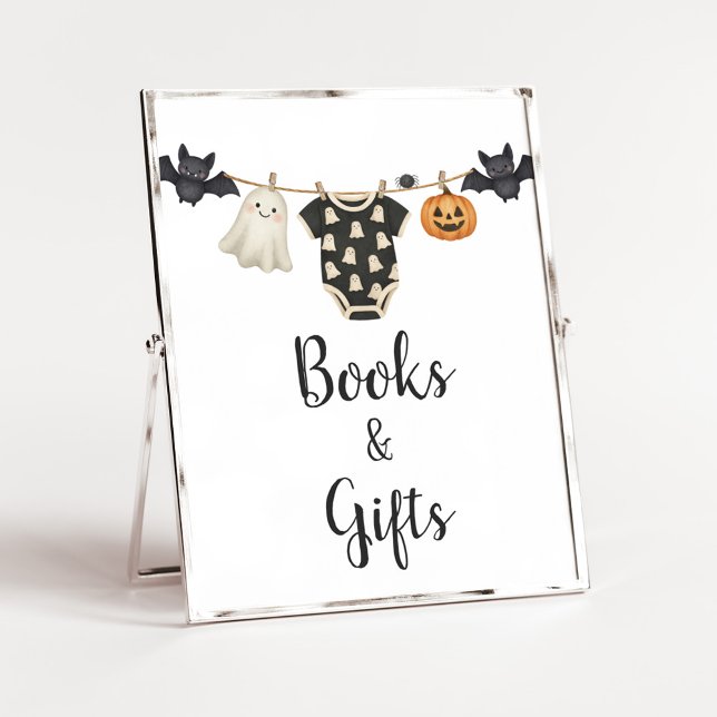 Little Boo Clothesline Baby Bokar och Gifts Sign Poster (Halloween Little Boo Clothesline Baby Shower Sign)