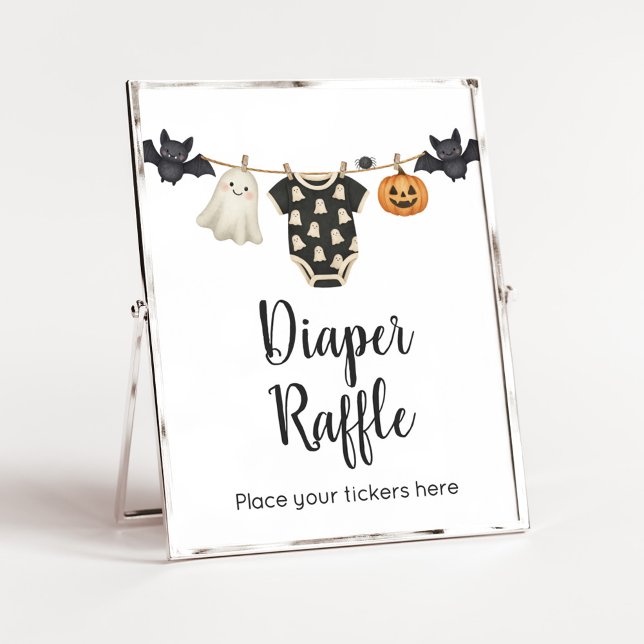 Little Boo Clothesline Baby Diaper Raffle Sign Poster (Halloween Little Boo Clothesline Baby Shower Sign)
