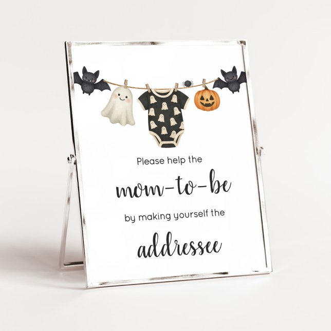 Little Boo Clothesline Baby Kuvert Station-tecken Poster (Halloween Little Boo Clothesline Baby Shower Sign)