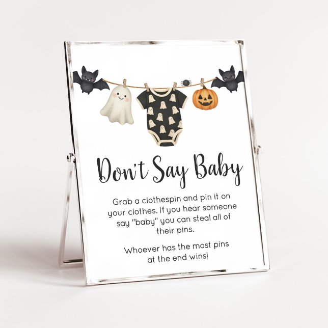 Little Boo Clothesline Baby säger inte Baby-tecken Poster (Halloween Little Boo Clothesline Baby Shower Sign)