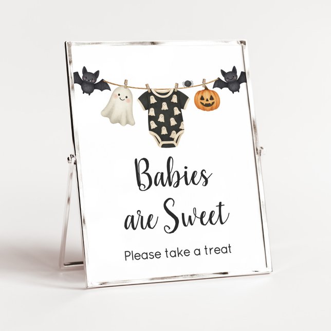 Little Boo Clothesline Baby Spädbarn är Sweet Sign Poster (Halloween Little Boo Clothesline Baby Shower Sign)