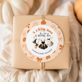 Little Boo Clothesline Bow Orange Baby Shower Runt Klistermärke
