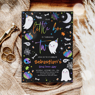 Little Boo Cute Blue Ghost 2:a Birthday Party Inbjudningar