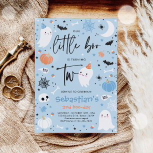 Little Boo Cute Blue Ghost 2:a Birthday Party Inbjudningar