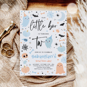Little Boo Cute Blue Ghost 2:a Birthday Party Inbjudningar