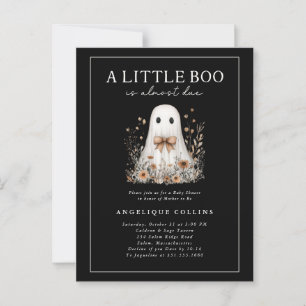 Little Boo Cute Ghost Bow WildblommBaby Shower Vykort
