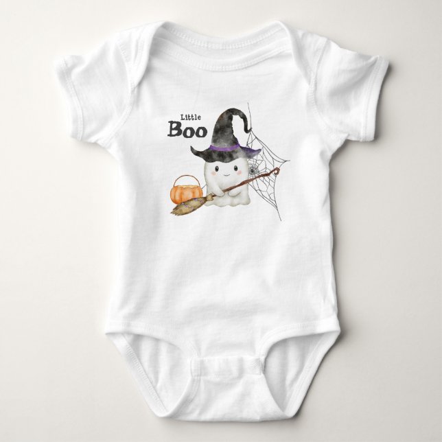 Little Boo Cute Ghost Halloween 1st Birthday T Shirt (Framsida)