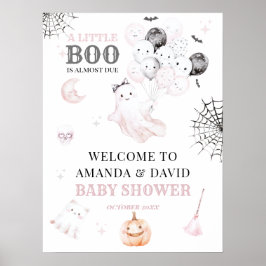 Little Boo Cute Ghost Halloween Flicka Shower Poster